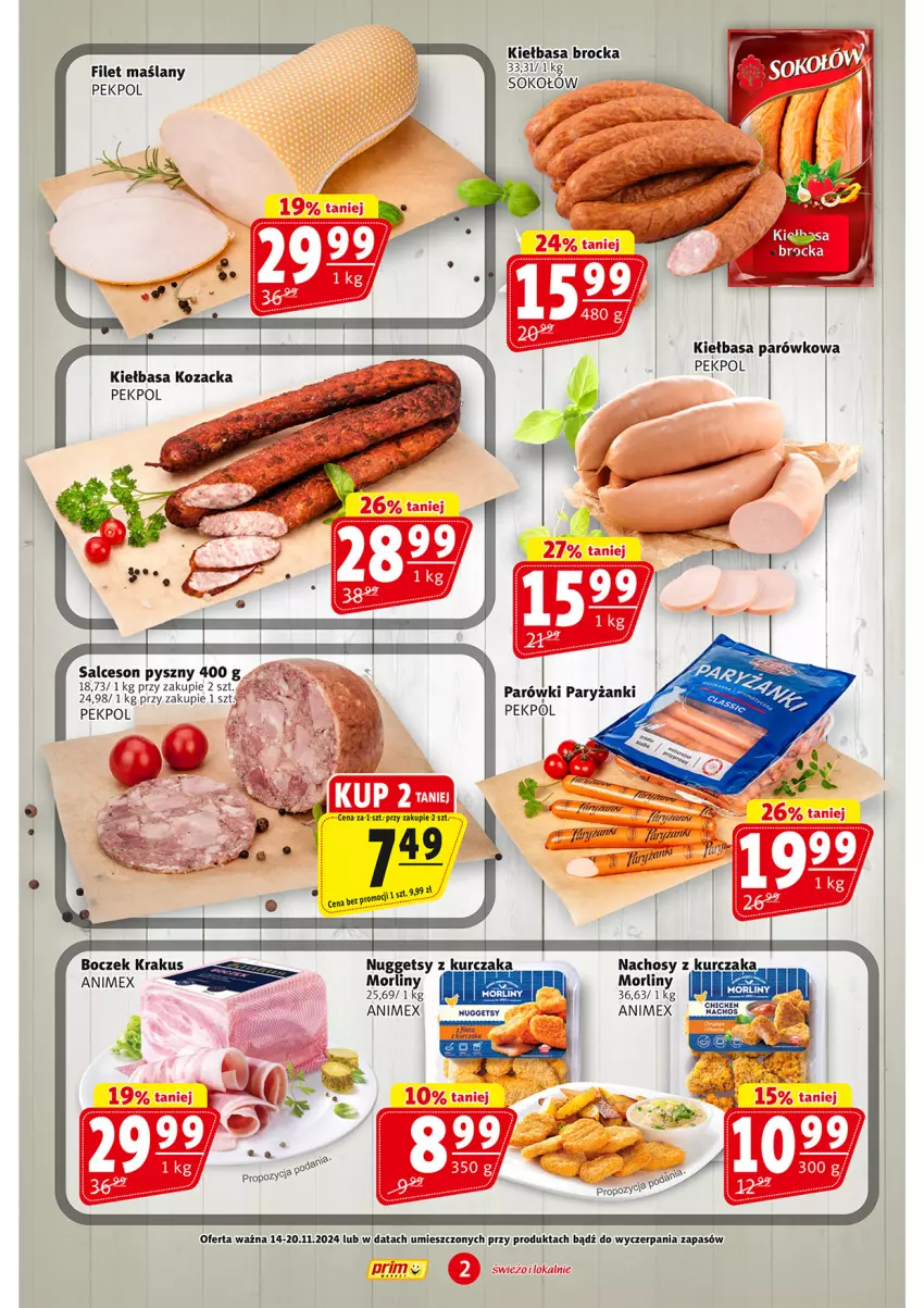 Gazetka promocyjna Prim Market - ważna 14.11 do 20.11.2024 - strona 2 - produkty: Boczek, Fa, Kiełbasa, Krakus, Morliny, Pekpol, Ryż, Salceson