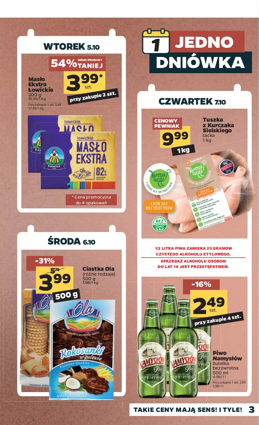 Gazetka promocyjna Netto - Gazetka spożywcza - ważna 04.10 do 09.10.2021 - strona 3 - produkty: Ciastka, Gra, Kurczak, Masło, Namysłów, Piwa, Piwo, Tusz