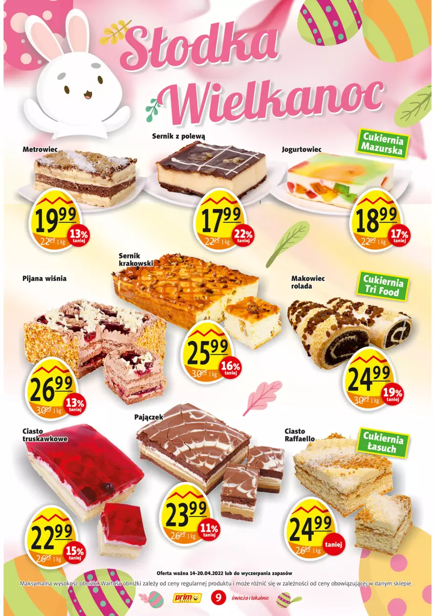 Gazetka promocyjna Prim Market - ważna 14.04 do 20.04.2022 - strona 9 - produkty: Cukier, Fa, Jogurt, Raffaello, Ser, Sok