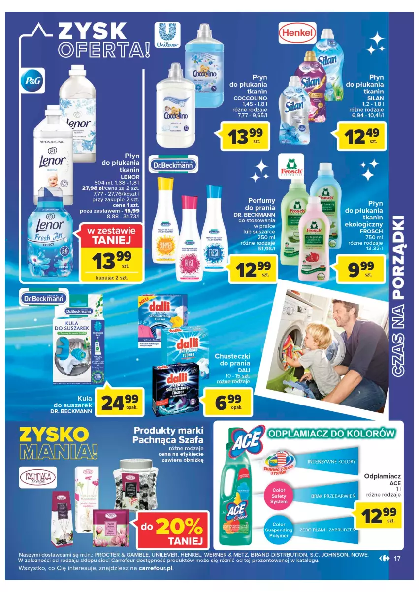 Gazetka promocyjna Carrefour - Gazetka Carrefour - ważna 08.11 do 19.11.2022 - strona 19 - produkty: Chusteczki, Chusteczki do prania, Coccolino, Fa, Kosz, Lenor, Odplamiacz, Płyn do płukania, Szafa