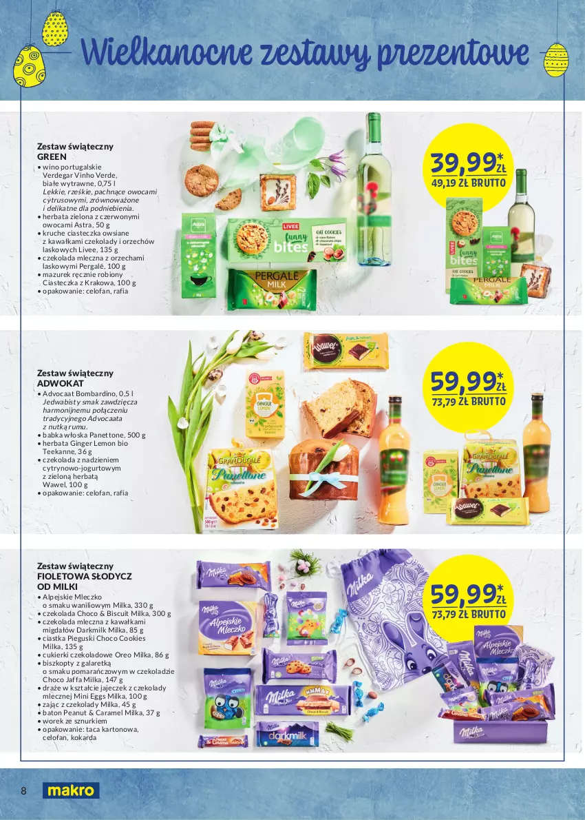 Gazetka promocyjna Makro - [Oferta specjalna] Przepis na Wielkanoc - ważna 25.03 do 03.04.2021 - strona 8 - produkty: Advocaat, Babka, Baton, Cukier, Cukierki, Cukierki czekoladowe, Czekolada, Dega, Fa, Gala, Gin, Jogurt, Kawa, Milka, Mleczko, Oreo, Por, Rum, Taca, Teekanne, Wawel