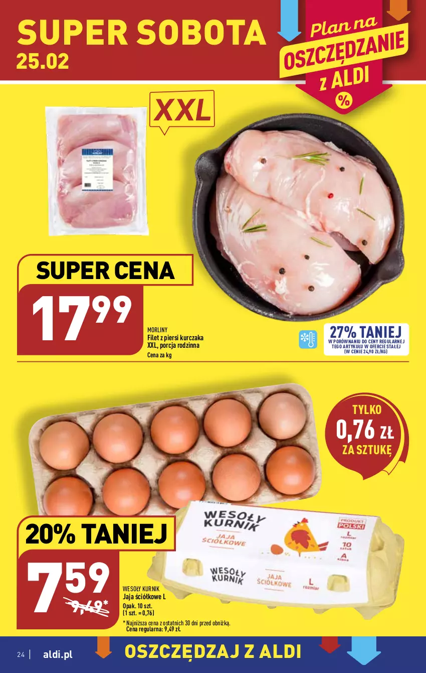 Gazetka promocyjna Aldi - Pełny katalog - ważna 20.02 do 25.02.2023 - strona 24 - produkty: Filet z piersi kurczaka, Jaja, Kurczak, Morliny, Por