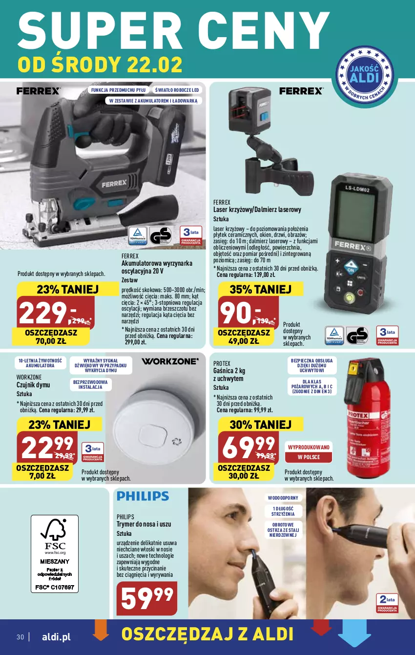 Gazetka promocyjna Aldi - Pełny katalog - ważna 20.02 do 25.02.2023 - strona 30 - produkty: Akumulator, Drzwi, Gaśnica, Laser krzyżowy, Obraz, Philips, Piec, Por, Ser, Top, Wyrzynarka