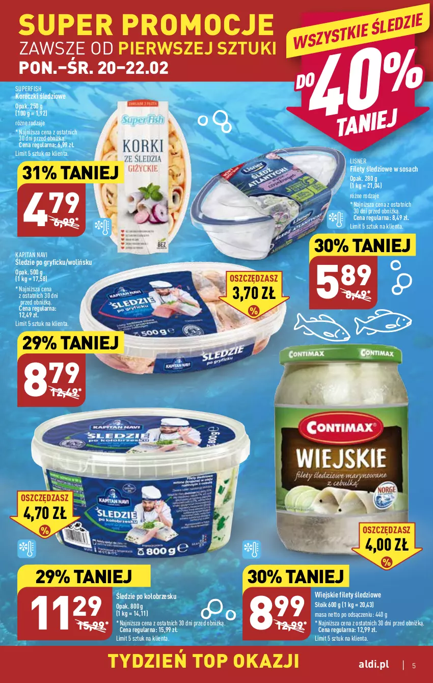 Gazetka promocyjna Aldi - Pełny katalog - ważna 20.02 do 25.02.2023 - strona 5 - produkty: Gry, Koreczki śledziowe, Lisner, Sos, Top