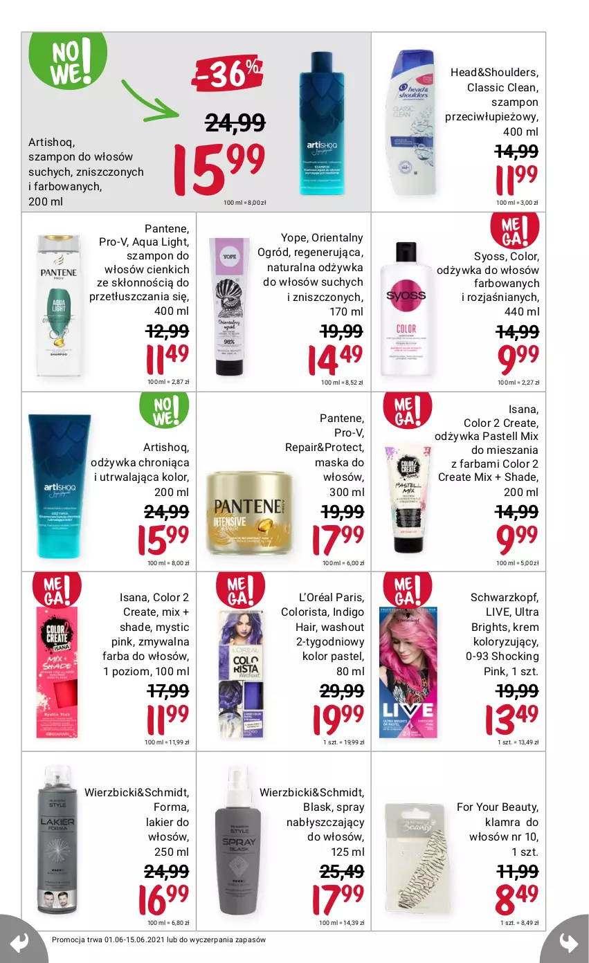 Gazetka promocyjna Rossmann - Czerwiec I - ważna 01.06 do 15.06.2021 - strona 7 - produkty: BIC, Fa, Farba do włosów, For Your Beauty, Isana, L’Oréal, Lakier, Lakier do włosów, Maska, Maska do włosów, Odżywka, Ogród, Pantene, Schwarzkopf, Syoss, Szampon, Yope