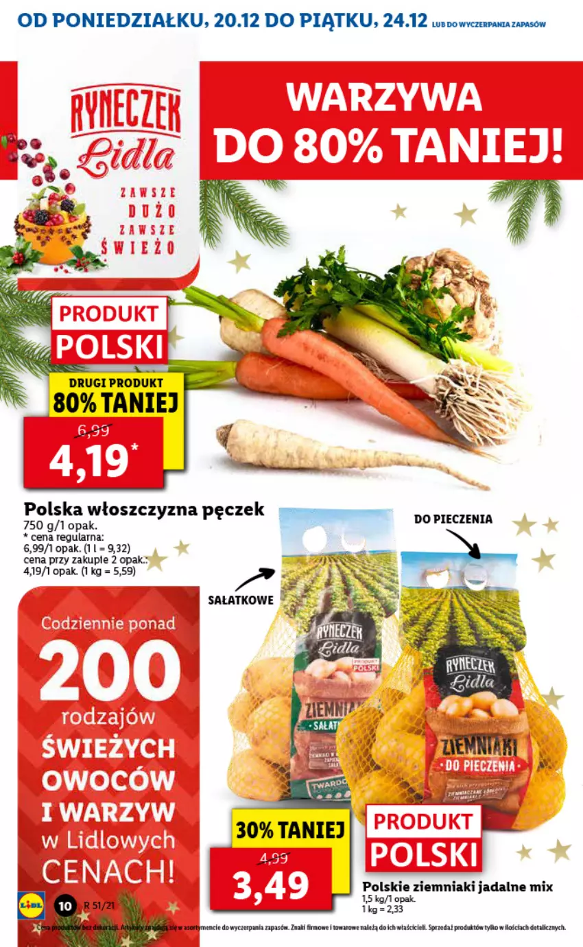 Gazetka promocyjna Lidl - GAZETKA - ważna 20.12 do 24.12.2021 - strona 10 - produkty: Fa, Piec, Sałat, Włoszczyzna pęczek, Ziemniaki