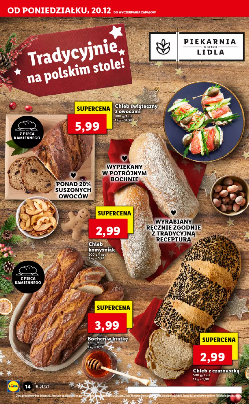 Gazetka promocyjna Lidl - GAZETKA - ważna 20.12 do 24.12.2021 - strona 14 - produkty: Chleb, Piec