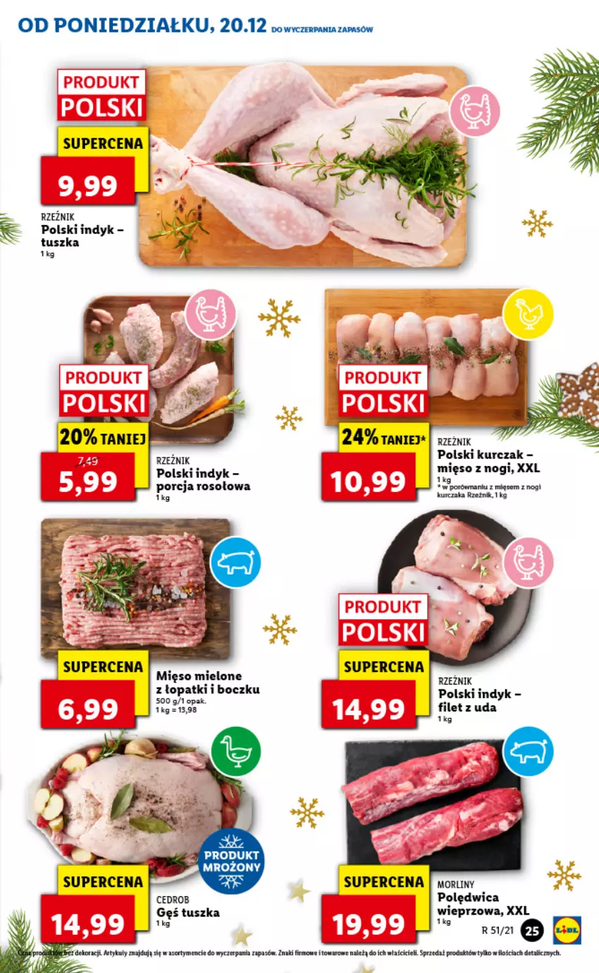 Gazetka promocyjna Lidl - GAZETKA - ważna 20.12 do 24.12.2021 - strona 25 - produkty: Kurczak, Mięso, Mięso mielone, Polędwica, Por, Tusz