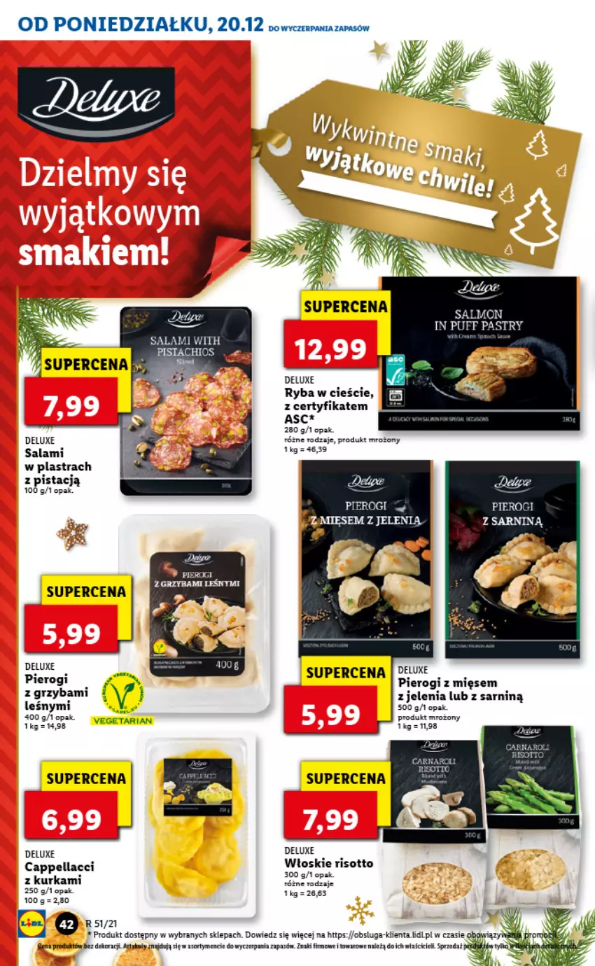 Gazetka promocyjna Lidl - GAZETKA - ważna 20.12 do 24.12.2021 - strona 42 - produkty: Pierogi, Ryba, Salami