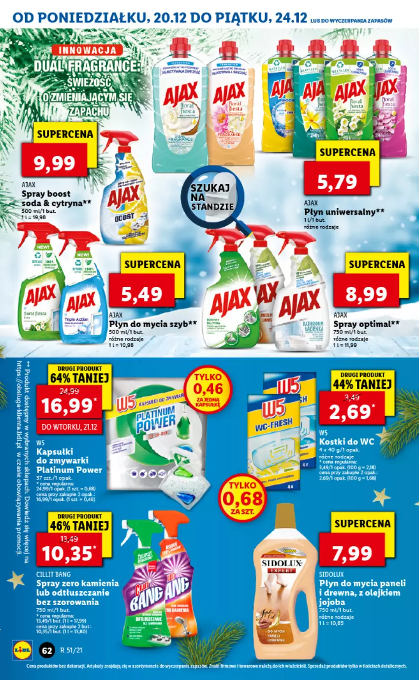 Gazetka promocyjna Lidl - GAZETKA - ważna 20.12 do 24.12.2021 - strona 62 - produkty: Ajax, Optima, Płyn do mycia