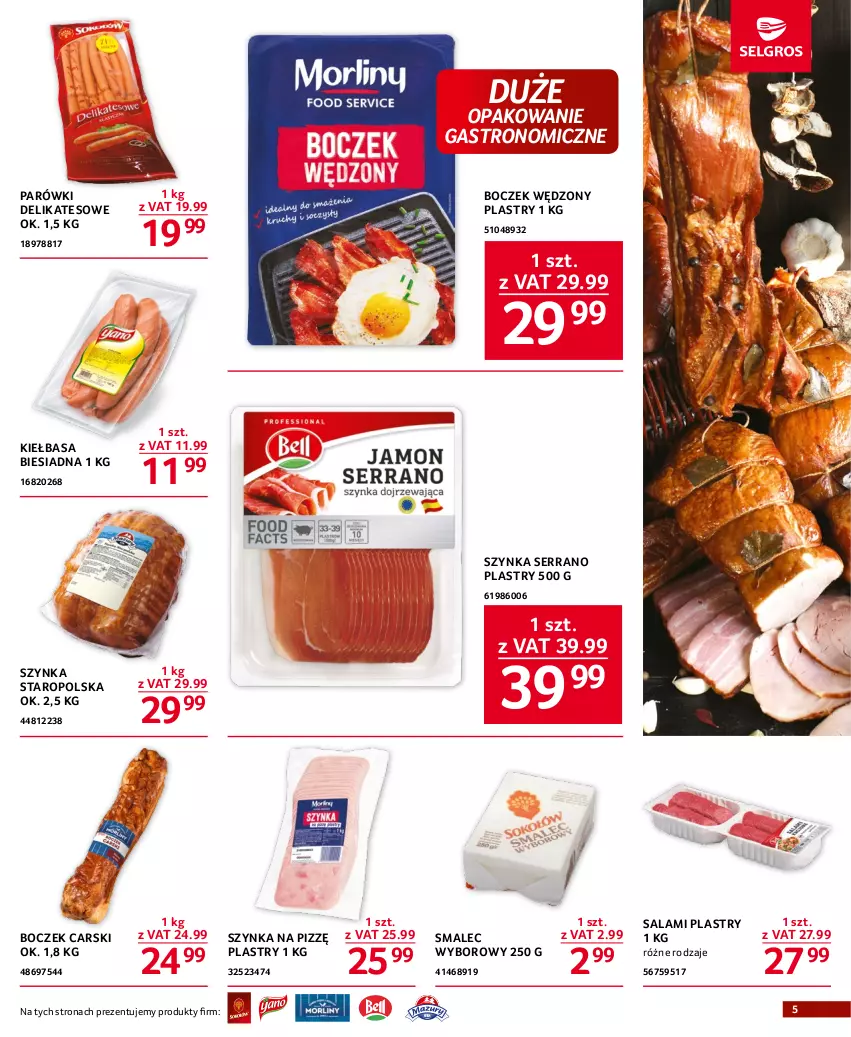 Gazetka promocyjna Selgros - Oferta gastronomiczna - ważna 18.05 do 31.05.2023 - strona 5 - produkty: Boczek, Cars, Kiełbasa, Kiełbasa biesiadna, Parówki, Salami, Ser, Smalec, Szynka