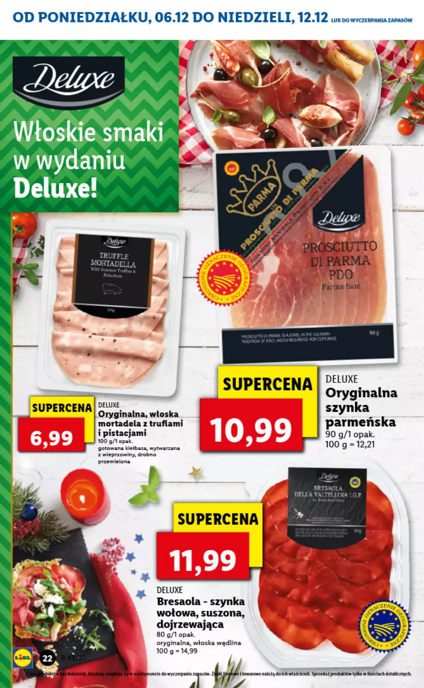 Gazetka promocyjna Lidl - GAZETKA - ważna 06.12 do 08.12.2021 - strona 22 - produkty: Bresaola, Dell, Gin, LG, Mortadella, Szynka, Wędlina