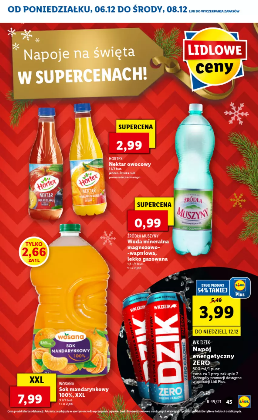 Gazetka promocyjna Lidl - GAZETKA - ważna 06.12 do 08.12.2021 - strona 45 - produkty: Magnez, Mus, Napoje, Nektar, Sok, Szyny, Woda, Woda mineralna, Wosana