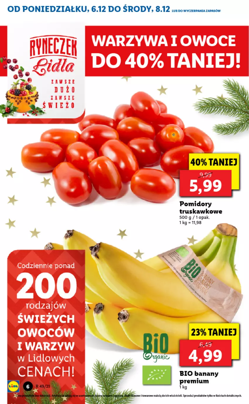 Gazetka promocyjna Lidl - GAZETKA - ważna 06.12 do 08.12.2021 - strona 6 - produkty: Banany, Pomidory