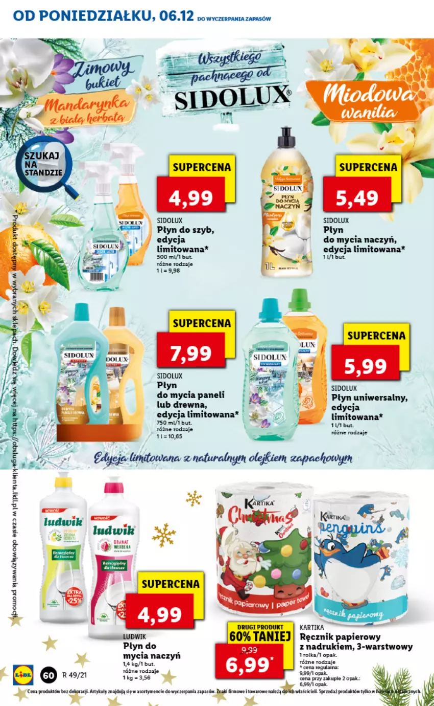 Gazetka promocyjna Lidl - GAZETKA - ważna 06.12 do 08.12.2021 - strona 60 - produkty: Do mycia naczyń, Ludwik, Olej, Papier, Płyn do mycia, Płyn do mycia paneli, Płyn do szyb, Ręcznik, Sidolux