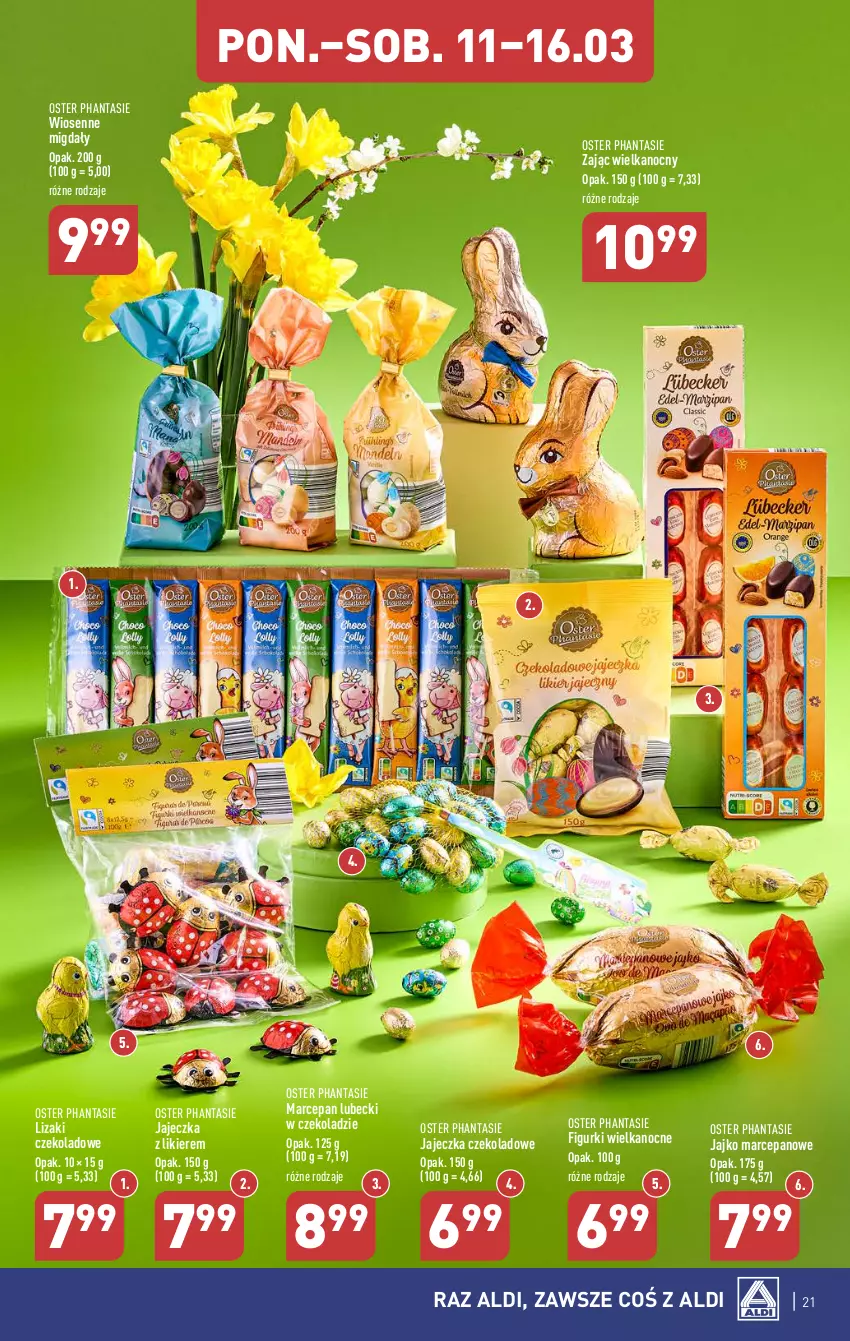 Gazetka promocyjna Aldi - Pełna oferta - ważna 11.03 do 16.03.2024 - strona 21 - produkty: Likier, Lizaki, Lizaki czekoladowe, Migdały