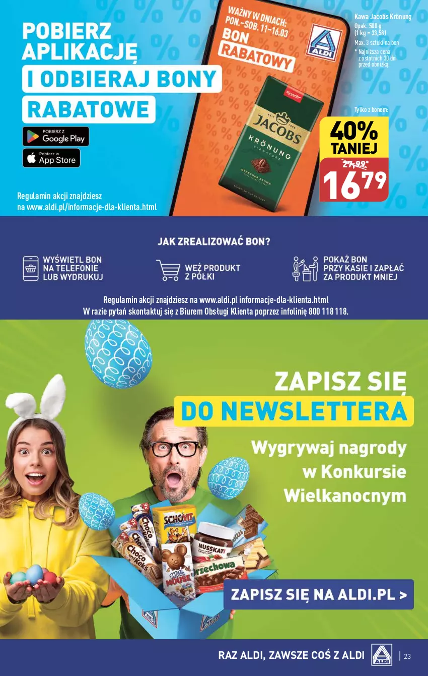 Gazetka promocyjna Aldi - Pełna oferta - ważna 11.03 do 16.03.2024 - strona 23 - produkty: Jacobs, Jacobs Krönung, Kawa