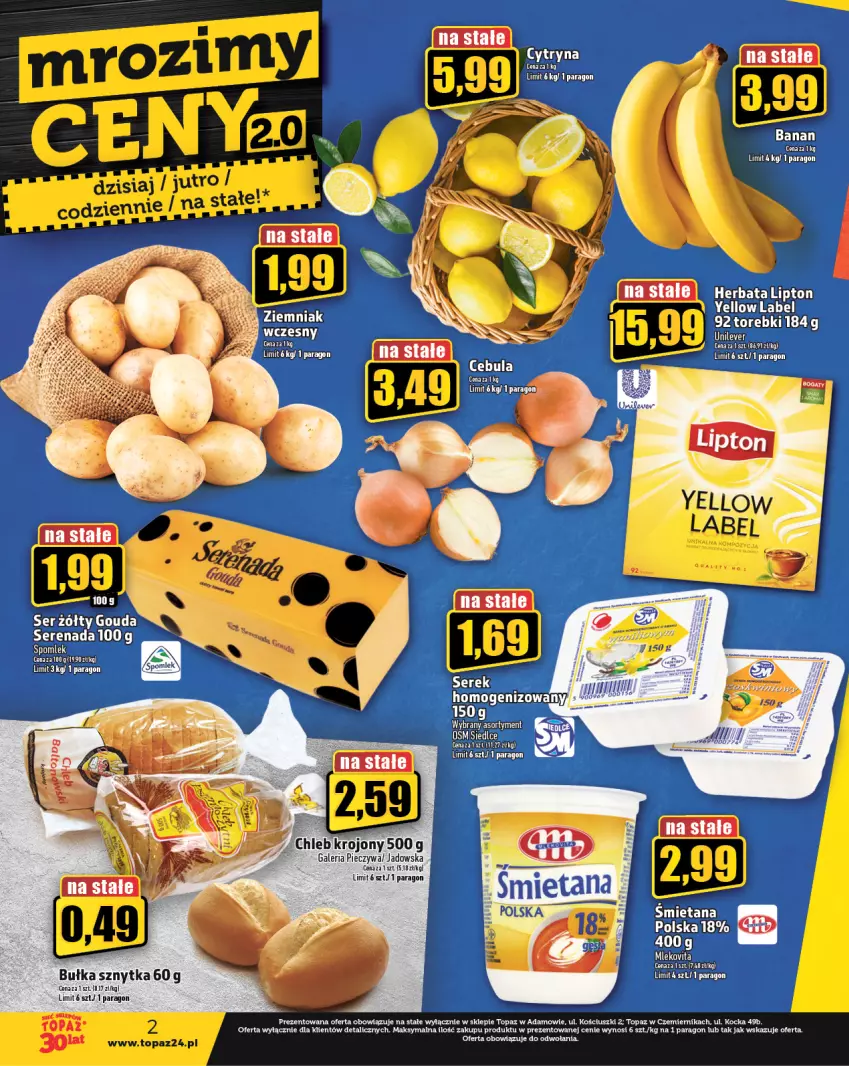 Gazetka promocyjna Topaz - Gazetka - ważna 06.07 do 12.07.2023 - strona 2 - produkty: Bułka, Chleb, Gouda, Herbata, Lipton, Mleko, Mlekovita, Piec, Ser