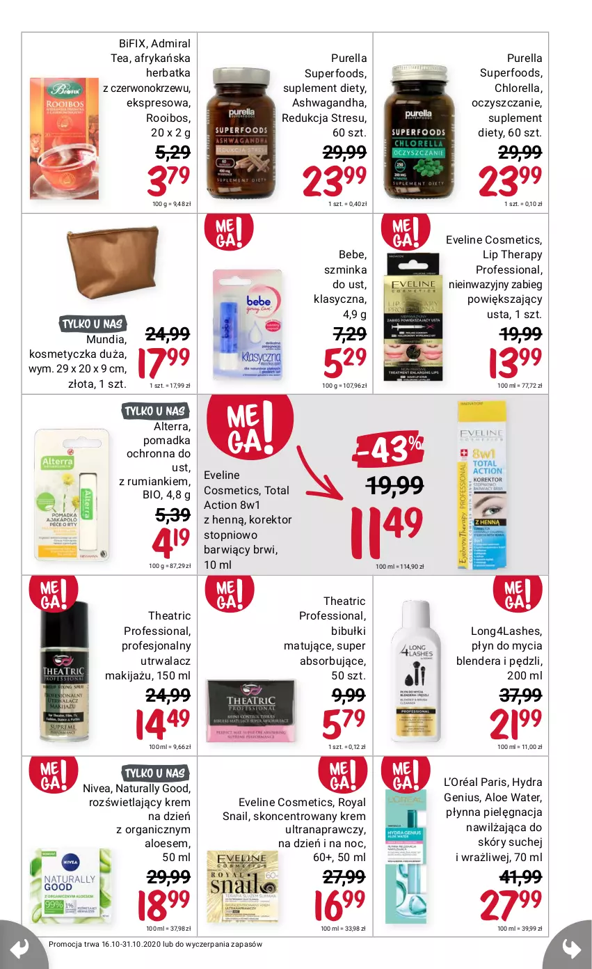 Gazetka promocyjna Rossmann - 16 październik - ważna 16.10 do 31.10.2021 - strona 19 - produkty: Alterra, Eveline, Inka, L’Oréal, Nivea, Pur, Purella superfoods, Rum, Suplement diety, Szminka, Top, Tran, Waga