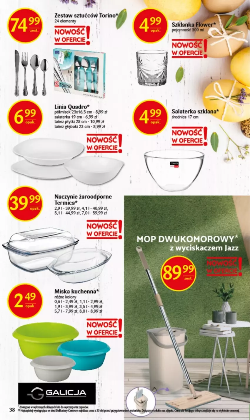 Gazetka promocyjna Delikatesy Centrum - Wielkanoc 22.03-08.04 - ważna 22.03 do 08.04.2023 - strona 38 - produkty: LANA, Miska, Mop, Por, Salaterka, Talerz, Talerz głęboki, Zestaw sztućców