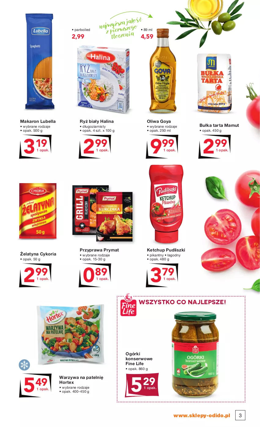 Gazetka promocyjna Odido - Wakacyjne PROMOCJE! - ważna 30.07 do 12.08.2021 - strona 3 - produkty: Bell, Bella, Bułka, Bułka tarta, Hortex, Ketchup, Lubella, Makaron, Ogórki konserwowe, Prymat, Pudliszki, Ryż, Ryż biały, Ser, Tarta, Warzywa