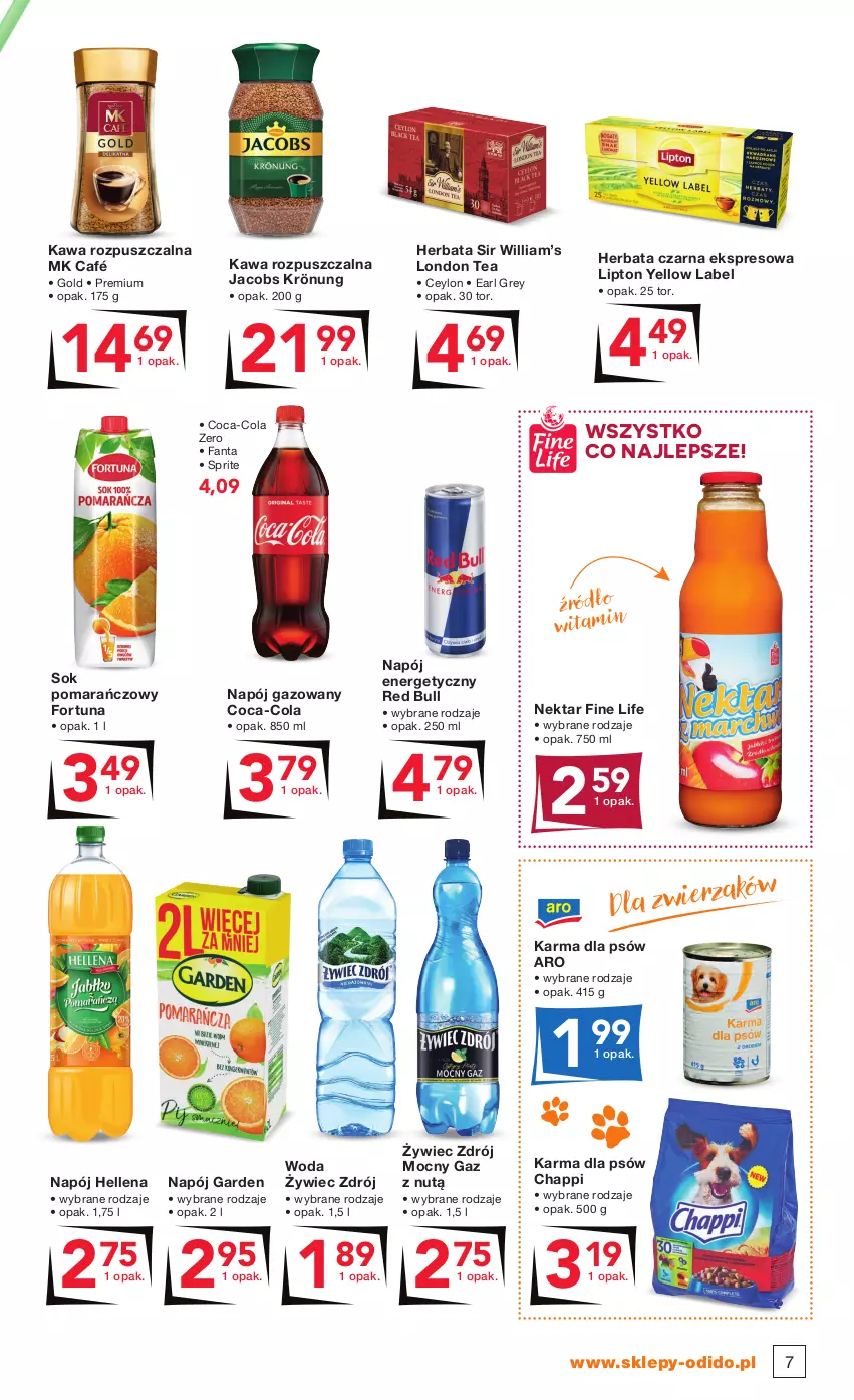 Gazetka promocyjna Odido - Wakacyjne PROMOCJE! - ważna 30.07 do 12.08.2021 - strona 7 - produkty: Chappi, Coca-Cola, Earl Grey, Fa, Fanta, Fortuna, Hellena, Herbata, Herbata czarna, Jacobs, Jacobs Krönung, Kawa, Kawa rozpuszczalna, Lipton, Napój, Napój energetyczny, Napój gazowany, Nektar, Red Bull, Sok, Sok pomarańczowy, Sprite, Woda