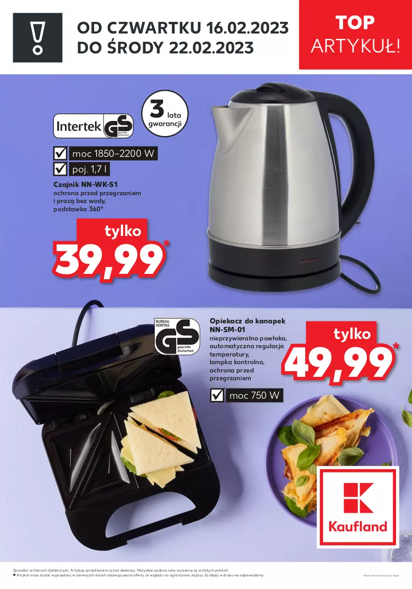 Gazetka promocyjna Kaufland - ZAPOWIEDŹ NASTĘPNEJ OFERTY - ważna 09.02 do 15.02.2023 - strona 1 - produkty: Czajnik, Gra, Opiekacz do kanapek, Top