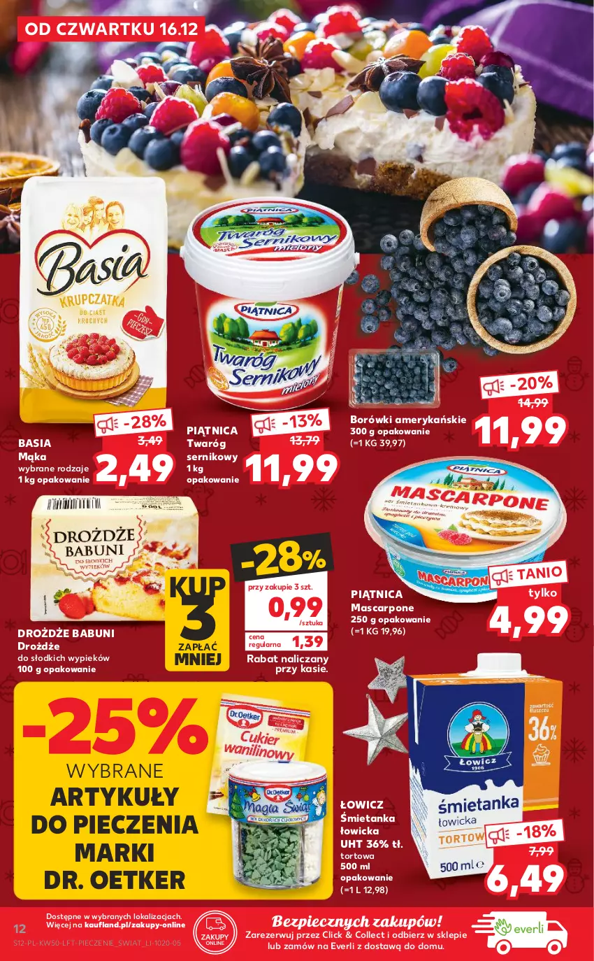 Gazetka promocyjna Kaufland - OFERTA TYGODNIA - ważna 16.12 do 21.12.2021 - strona 12 - produkty: Babuni, Basia, Dr. Oetker, Drożdże, Mąka, Mascarpone, Piątnica, Piec, Ser, Twaróg