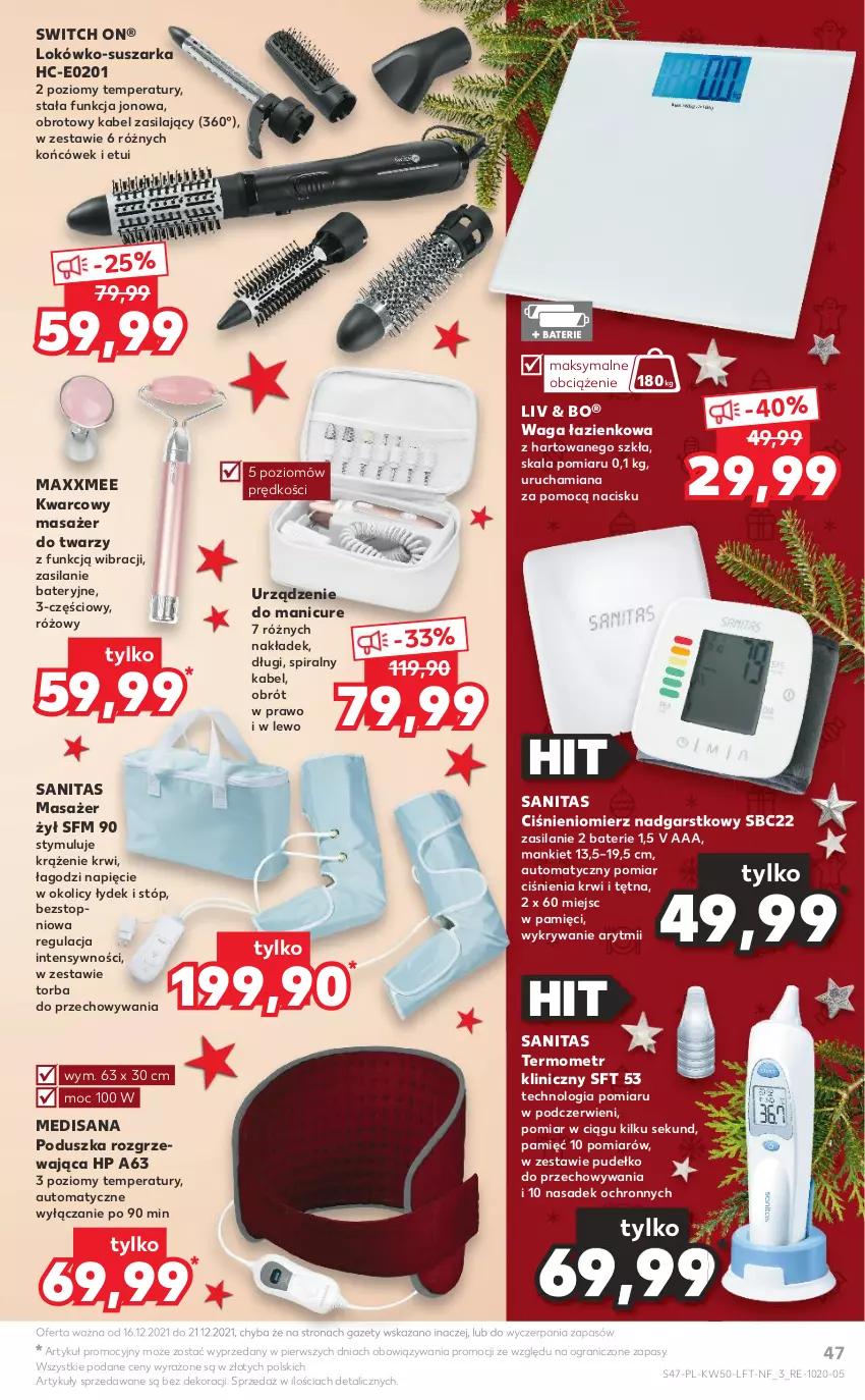 Gazetka promocyjna Kaufland - OFERTA TYGODNIA - ważna 16.12 do 21.12.2021 - strona 47 - produkty: Ciśnieniomierz, Gra, HP, Isana, Masażer, Poduszka, Pudełko, Silan, Suszarka, Termometr, Top, Torba, Waga, Waga łazienkowa