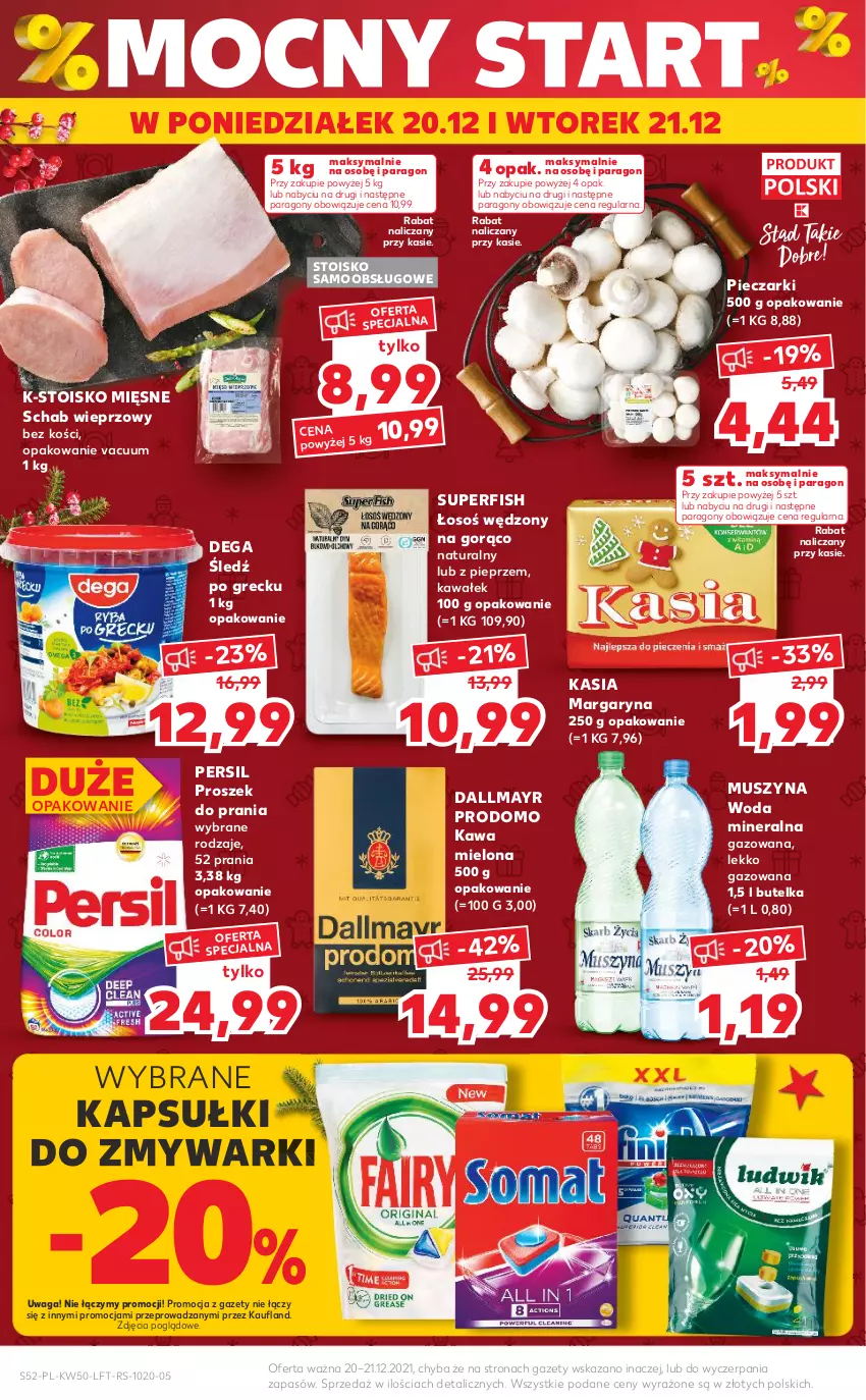 Gazetka promocyjna Kaufland - OFERTA TYGODNIA - ważna 16.12 do 21.12.2021 - strona 52 - produkty: Dallmayr, Dega, Kasia, Kawa, Kawa mielona, Margaryna, Mus, Persil, Piec, Pieprz, Proszek do prania, Schab wieprzowy, Szyna, Waga, Wałek, Woda, Woda mineralna, Zmywarki