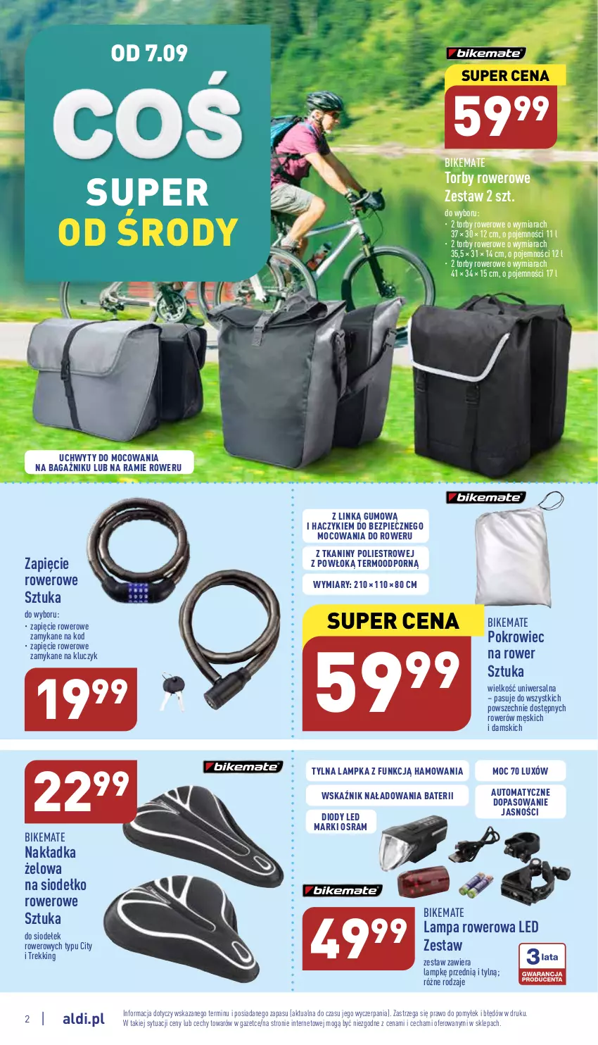 Gazetka promocyjna Aldi - Zaplanuj zakupy wcześniej - ważna 07.09 do 10.09.2022 - strona 2 - produkty: Haczyk, Lampa, Piec, Pokrowiec, Por, Rower, Uchwyty