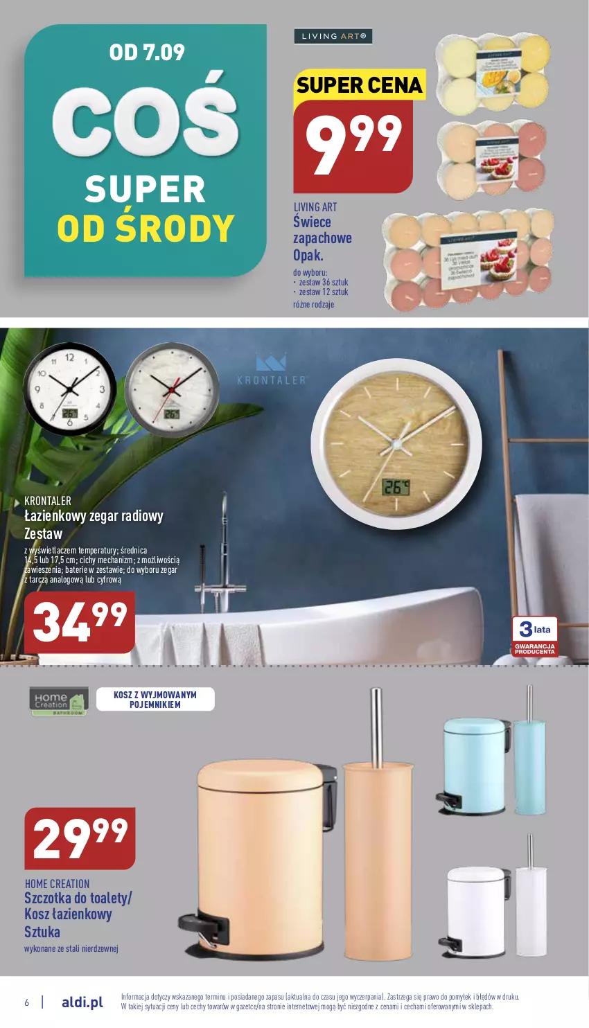 Gazetka promocyjna Aldi - Zaplanuj zakupy wcześniej - ważna 07.09 do 10.09.2022 - strona 6 - produkty: Kosz, Kosz łazienkowy, Pojemnik, Szczotka, Zegar