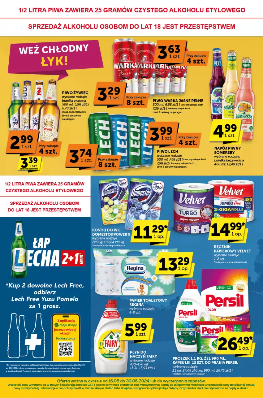 Gazetka promocyjna ABC - ważna 16.05 do 30.05.2024 - strona 8 - produkty: Domestos, Fa, Fairy, Gin, Napój, Papier, Papier toaletowy, Persil, Piwo, Pomelo, Somersby, Tera, Velvet, Warka