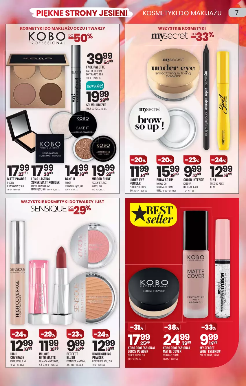Gazetka promocyjna Drogerie Natura - Gazetka Drogerie Natura - ważna 23.09 do 06.10.2021 - strona 7 - produkty: Fa, KOBO, Kredka, Mydło, Paleta, Palette, Podkład, Puder, Puder prasowany, Rozświetlacz, Tusz
