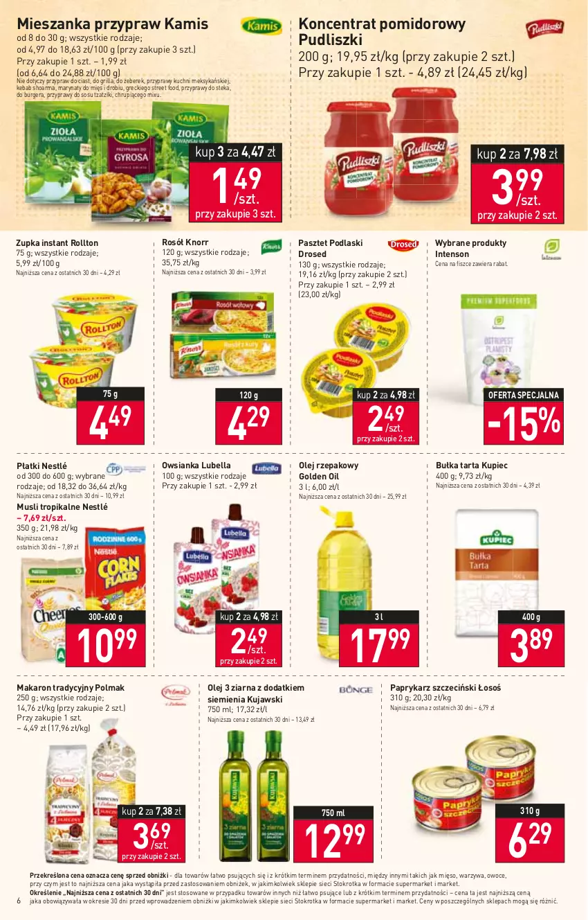 Gazetka promocyjna Stokrotka - Market - ważna 24.08 do 30.08.2023 - strona 9 - produkty: Bell, Bella, Bułka, Bułka tarta, Burger, Grill, Kamis, Kebab, Knorr, Koncentrat pomidorowy, Kujawski, Kupiec, Lubella, Makaron, Mięso, Mus, Nestlé, Olej, Olej rzepakowy, Olma, Owoce, Owsianka, Papryka, Paprykarz, Paprykarz szczeciński, Pasztet, Piec, Podlaski, Przyprawy, Pudliszki, Rosół, Shoarma, Sos, Stek, Tarta, Warzywa