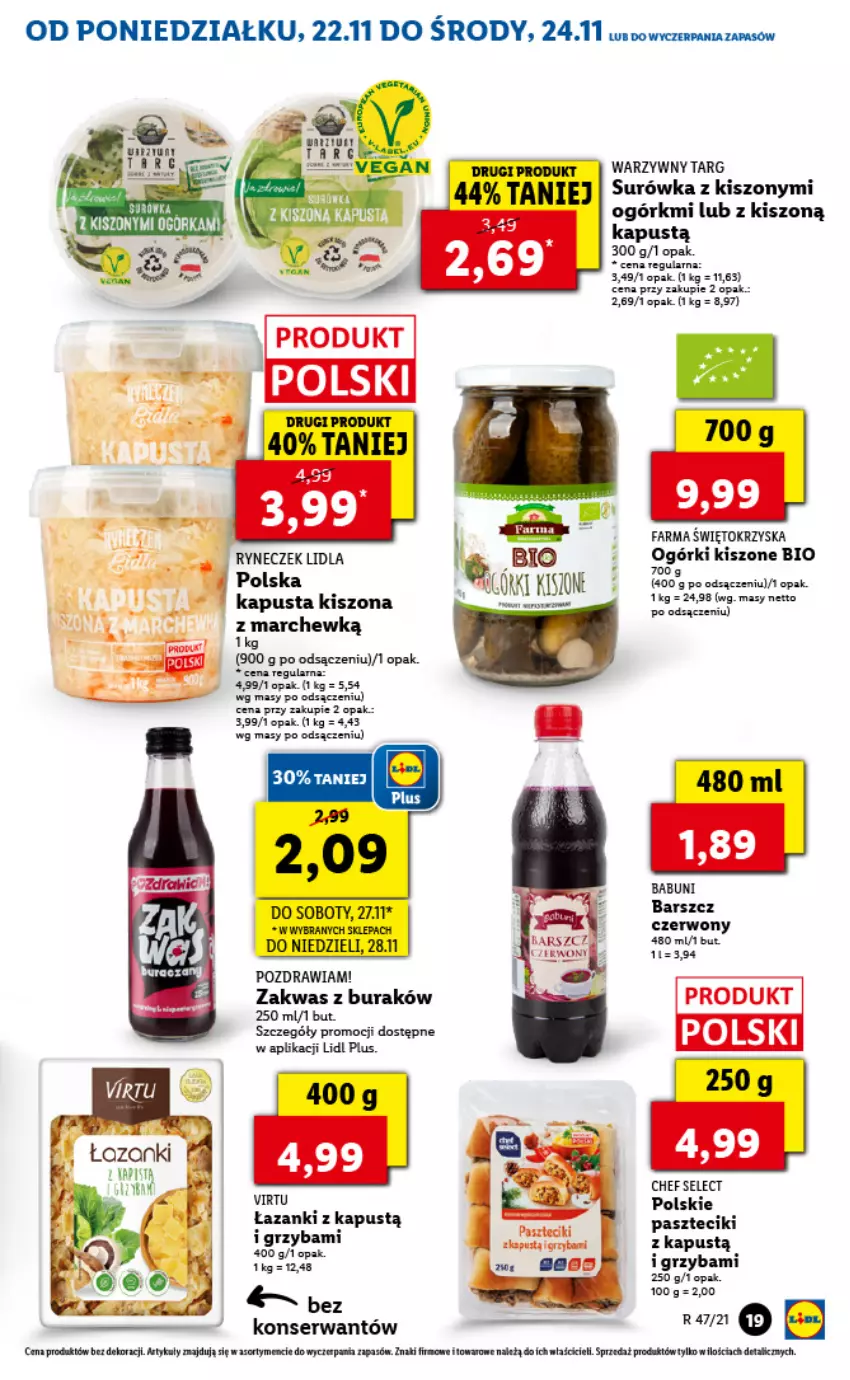 Gazetka promocyjna Lidl - GAZETKA - ważna 22.11 do 24.11.2021 - strona 19 - produkty: Babuni, Fa, Kapustą, Ser, Surówka