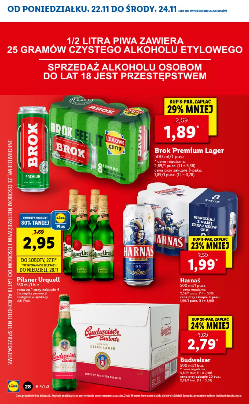 Gazetka promocyjna Lidl - GAZETKA - ważna 22.11 do 24.11.2021 - strona 28 - produkty: Fa, Gra, Harnaś, Pilsner Urquell, Piwa, Sos