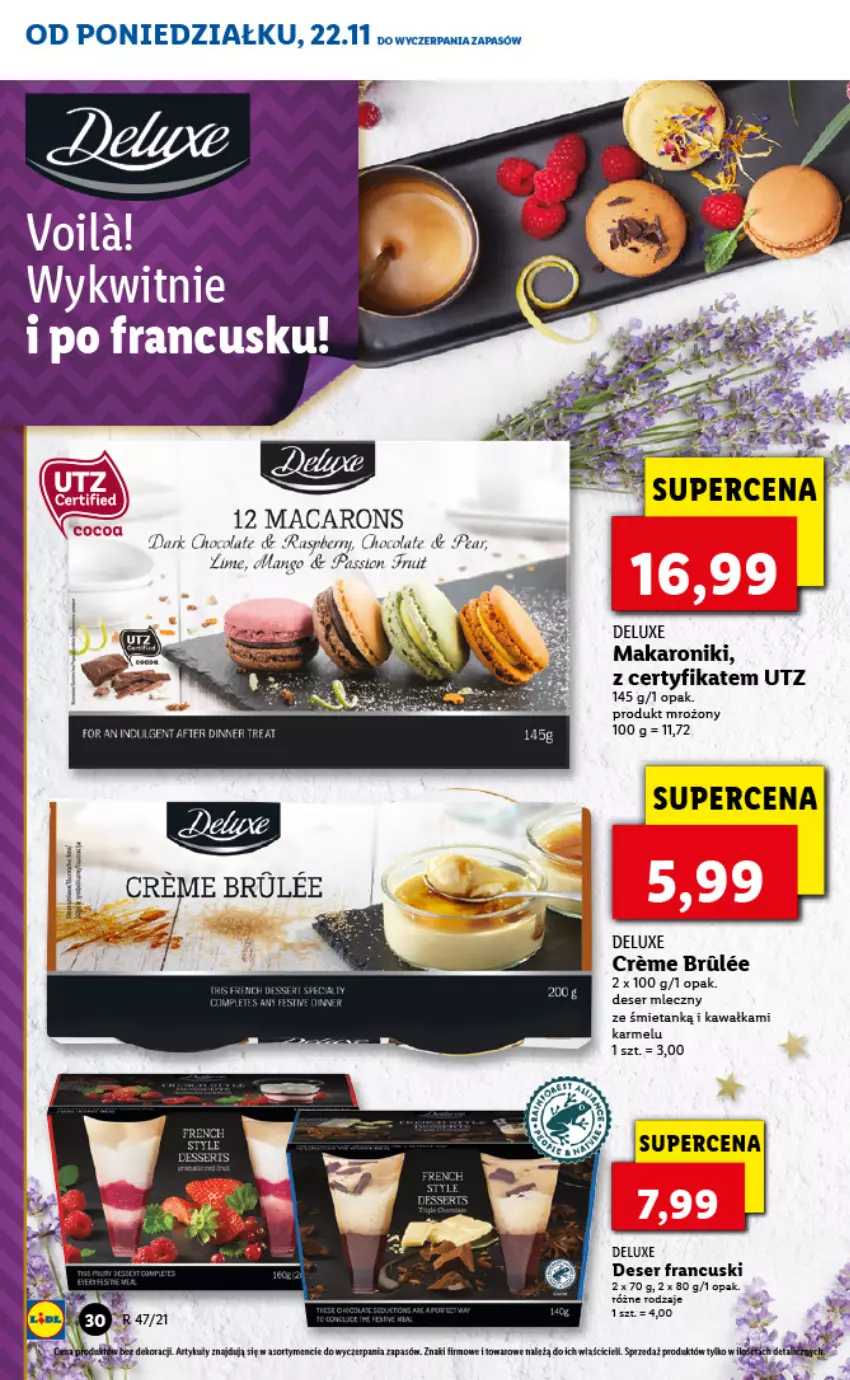 Gazetka promocyjna Lidl - GAZETKA - ważna 22.11 do 24.11.2021 - strona 30 - produkty: Deser, Deser mleczny, Kawa, Makaron, Ser