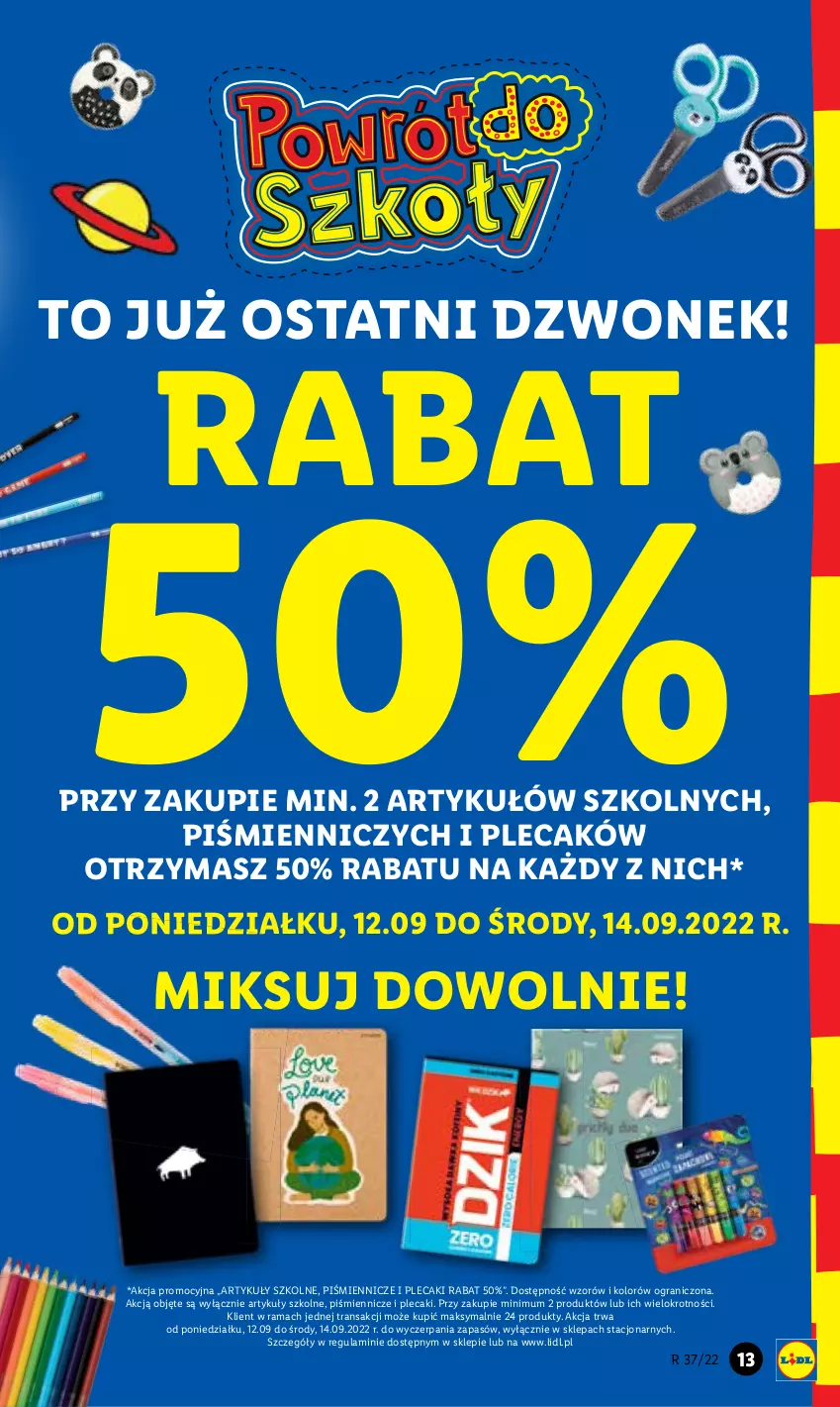 Gazetka promocyjna Lidl - GAZETKA - ważna 12.09 do 17.09.2022 - strona 13 - produkty: Dzwonek, Gra, Plecak, Rama, Tran