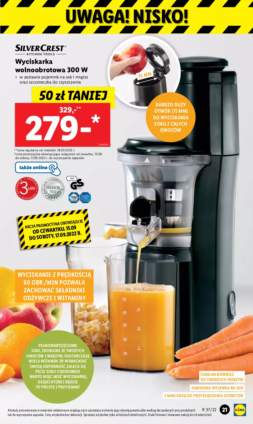 Gazetka promocyjna Lidl - GAZETKA - ważna 12.09 do 17.09.2022 - strona 23 - produkty: Pojemnik, Por, Sok, Szczoteczka, Waga, Wyciskarka, Wyciskarka wolnoobrotowa