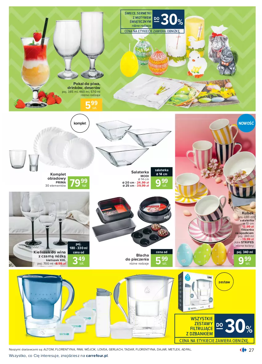 Gazetka promocyjna Carrefour - Gazetka Carrefour - ważna 28.03 do 03.04.2021 - strona 27 - produkty: Blacha do pieczenia, Deser, Filiżanka, Kieliszek, Komplet obiadowy, Kubek, Piec, Piwa, Prima, Salaterka, Ser, Serwetki