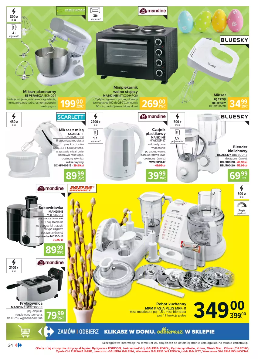 Gazetka promocyjna Carrefour - Gazetka Carrefour - ważna 28.03 do 03.04.2021 - strona 34 - produkty: Blender, Czajnik, Drzwi, HP, Kasia, Mikser, Mikser ręczny, Mikser z misą, Minipiekarnik, Miska, Olej, Piekarnik, Płyta, Robot, Ser, Sok, Termos, Top, Wyciskarka