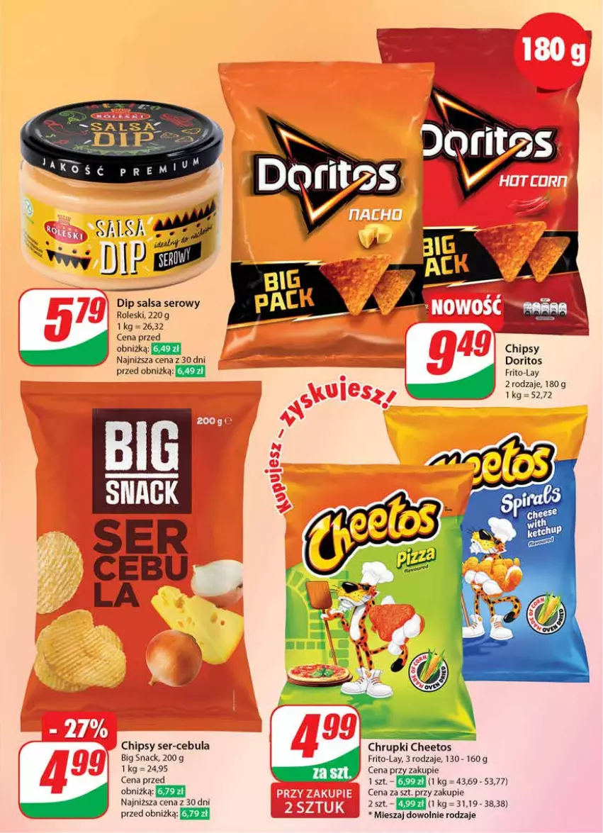 Gazetka promocyjna Dino - Gazetka 37 / 2024 - ważna 11.09 do 17.09.2024 - strona 43 - produkty: Cebula, Cheetos, Chipsy, Chrupki, Salsa, Ser