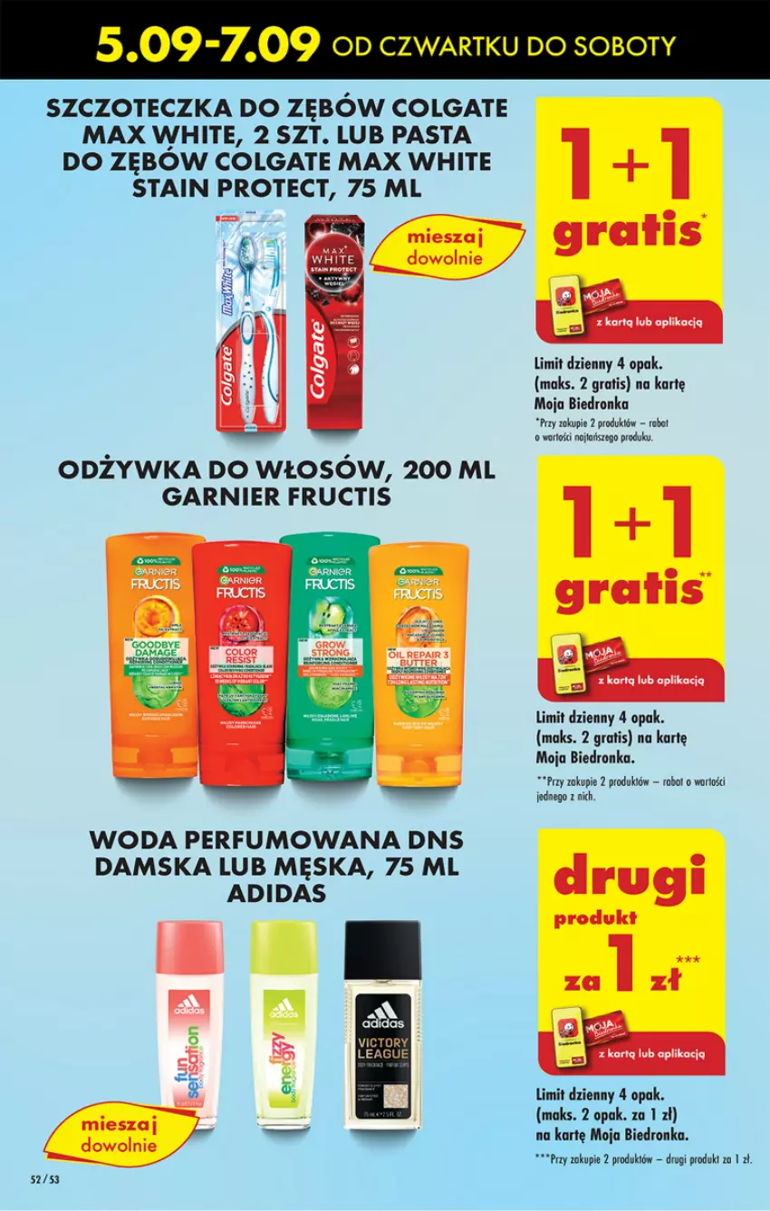 Gazetka promocyjna Biedronka - Od czwartku - ważna 05.09 do 11.09.2024 - strona 66 - produkty: Adidas, Colgate, Dron, Fructis, Garnier, Gra, LG, Odżywka, Pasta do zębów, Perfum, Szczoteczka, Woda, Woda perfumowana