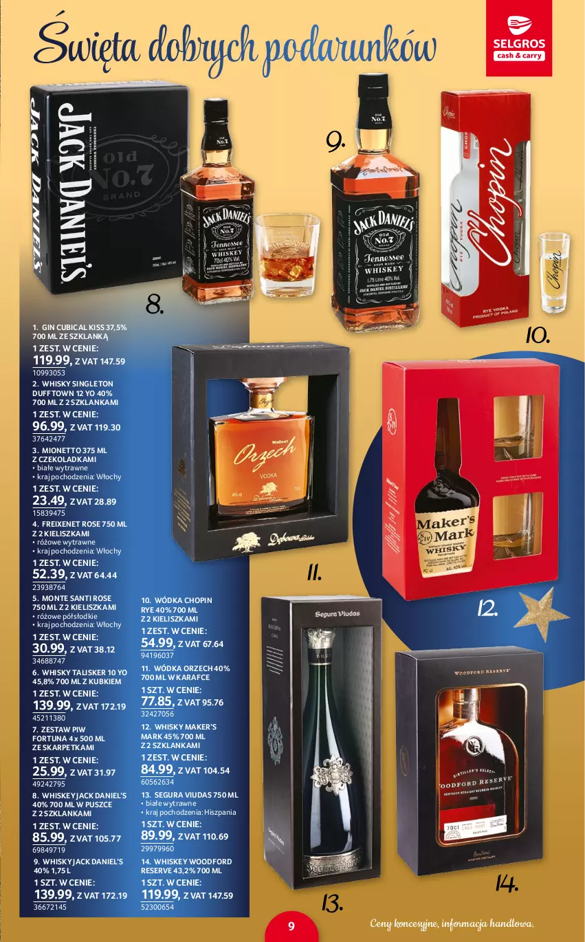 Gazetka promocyjna Selgros - Katalog Prezenty - ważna 17.11 do 30.11.2022 - strona 9 - produkty: BIC, Fortuna, Gin, Karp, Mionetto, Monte, Monte Santi, Ser, Szklanka, Whiskey, Whisky, Wódka