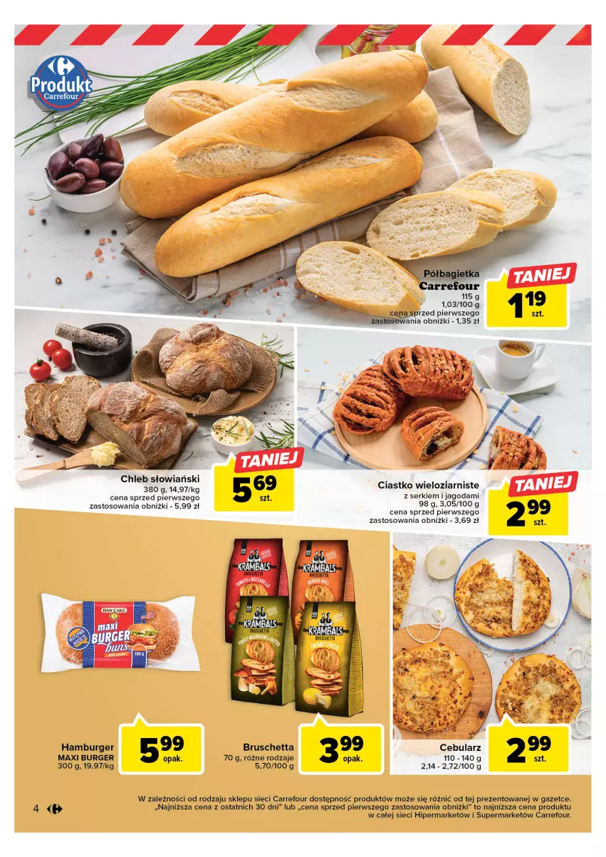 Gazetka promocyjna Carrefour - Gazetka Targ świeżości - ważna 15.05 do 20.05.2023 - strona 4 - produkty: Burger, Cebula, Chleb, Hamburger, Ser