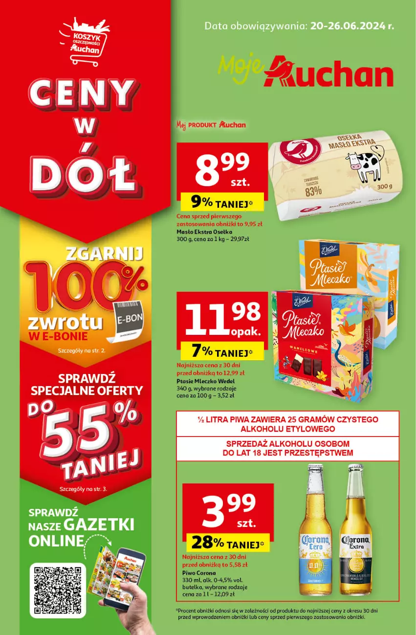 Gazetka promocyjna Auchan - Gazetka CENY W DÓŁ Moje Auchan - ważna 20.06 do 26.06.2024 - strona 1