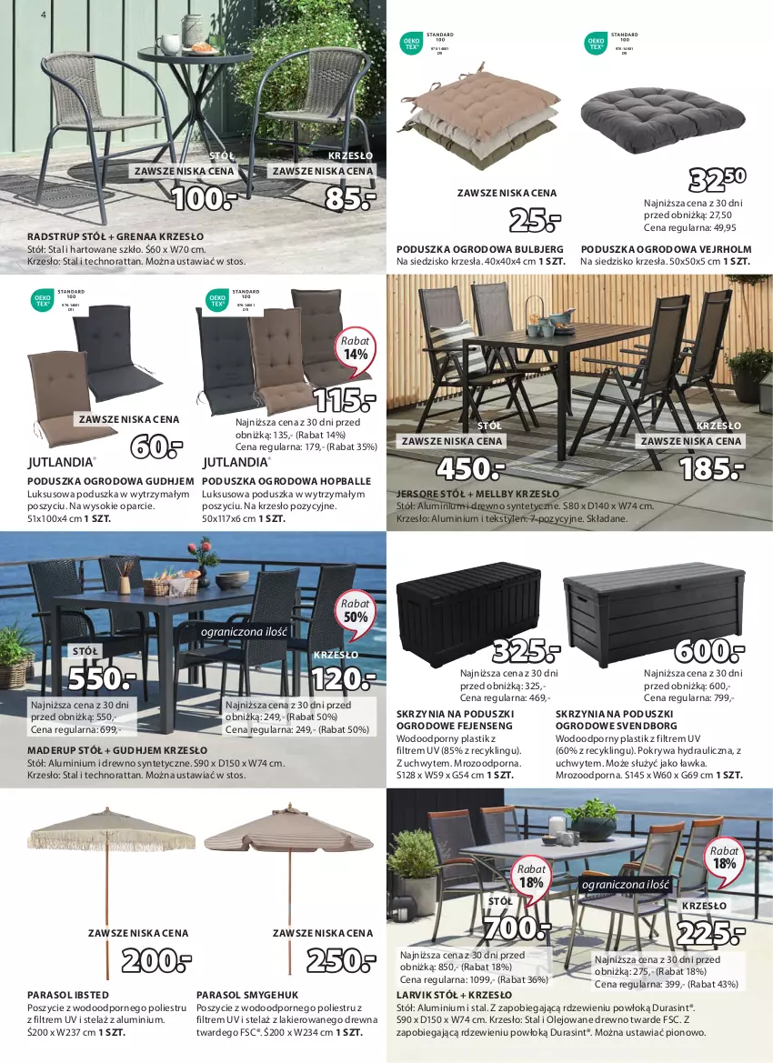 Gazetka promocyjna Jysk - Oferta tygodnia - ważna 17.07 do 04.08.2024 - strona 5 - produkty: Gra, Krzesło, Lakier, Olej, Parasol, Poduszka, Pokrywa, Por, Siedzisko, Sok, Stół