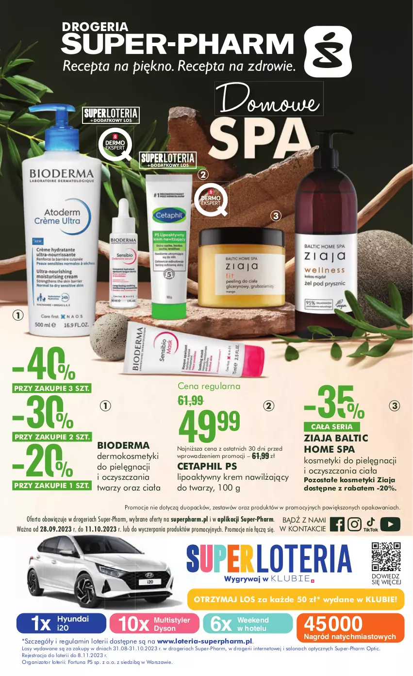 Gazetka promocyjna Super Pharm - Gazetka - ważna 28.09 do 11.10.2023 - strona 1 - produkty: Bioderma, Cetaphil, Fortuna, Gry, Kosmetyki do pielęgnacji, Krem nawilżający, Ser, Ziaja