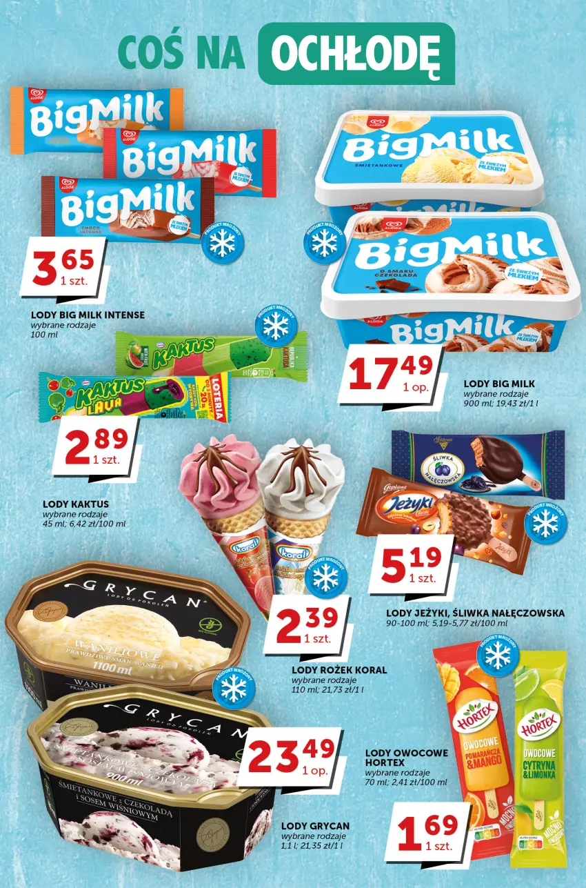 Gazetka promocyjna Groszek - ważna 04.05 do 16.05.2023 - strona 7 - produkty: Algida, Big Milk, Gry, Hortex, Jeżyki, Kaktus, LG, Lody